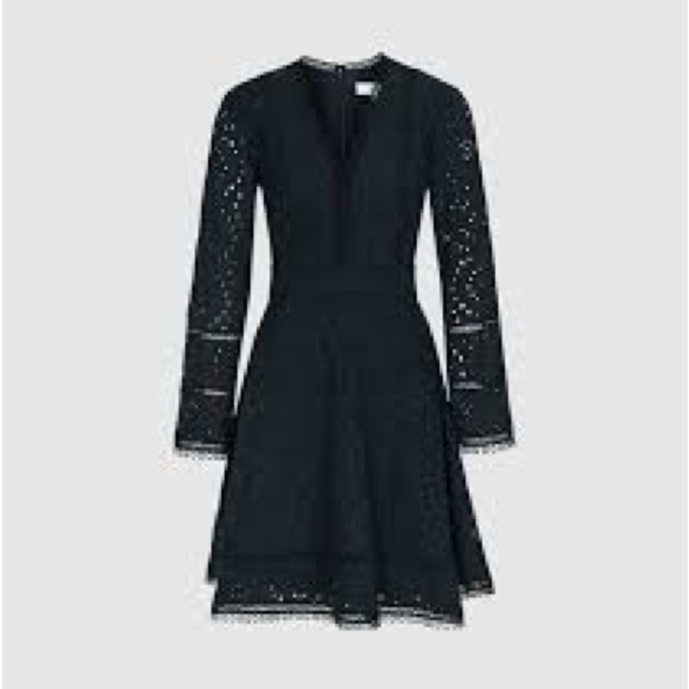 SELINA-LS BRODERIE RUFFLE NAVY REISS SIZE UK8